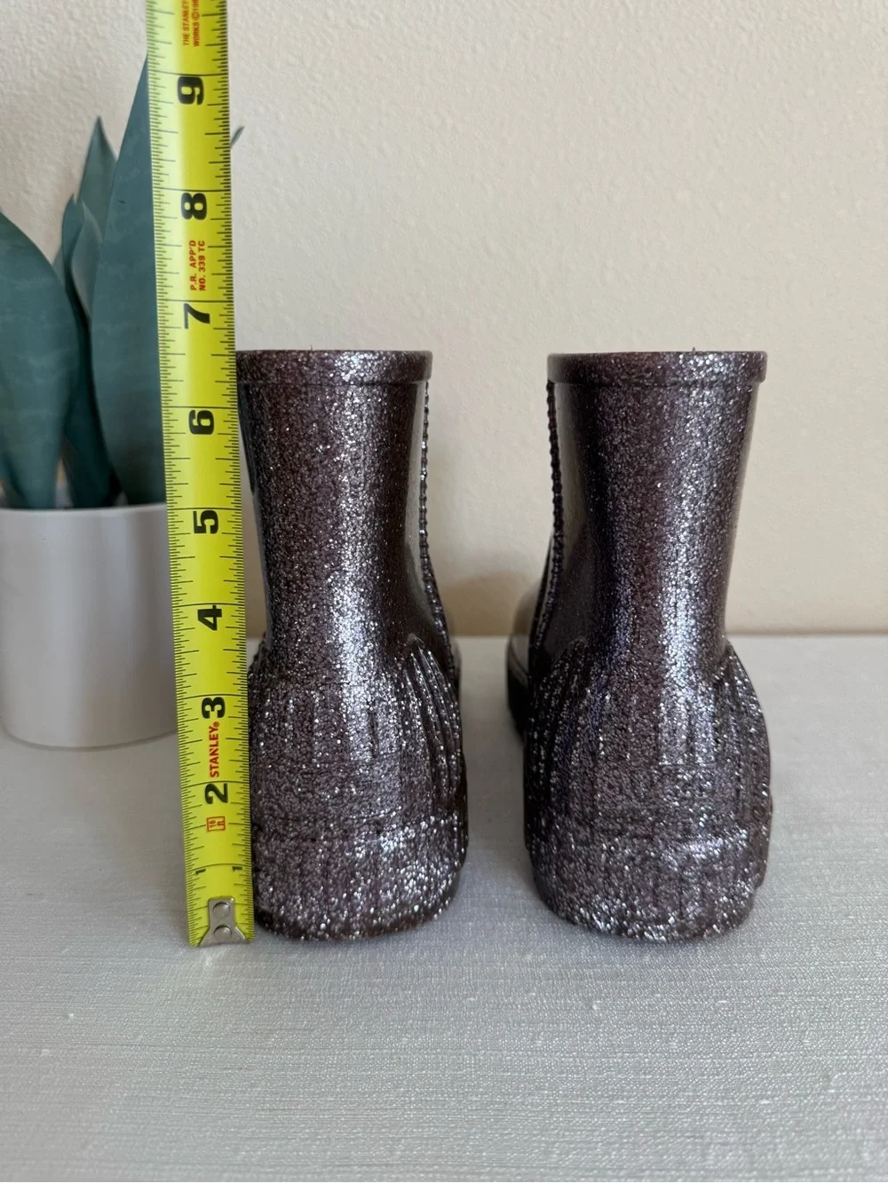 UGG Mauve Sparkle Glitter Ankle Rain Boots
